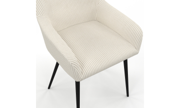 Chaises Jenny velours côtelé crème pieds métal - lot de 2