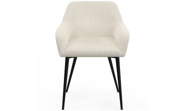 Chaises Jenny velours côtelé crème pieds métal - lot de 2