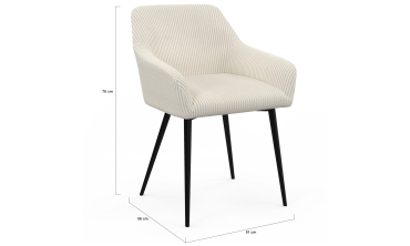 Chaises Jenny velours côtelé crème pieds métal - lot de 2