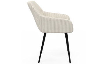 Chaises Jenny velours côtelé crème pieds métal - lot de 2