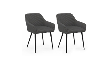 Chaises Jenny velours côtelé gris pieds métal - lot de 2