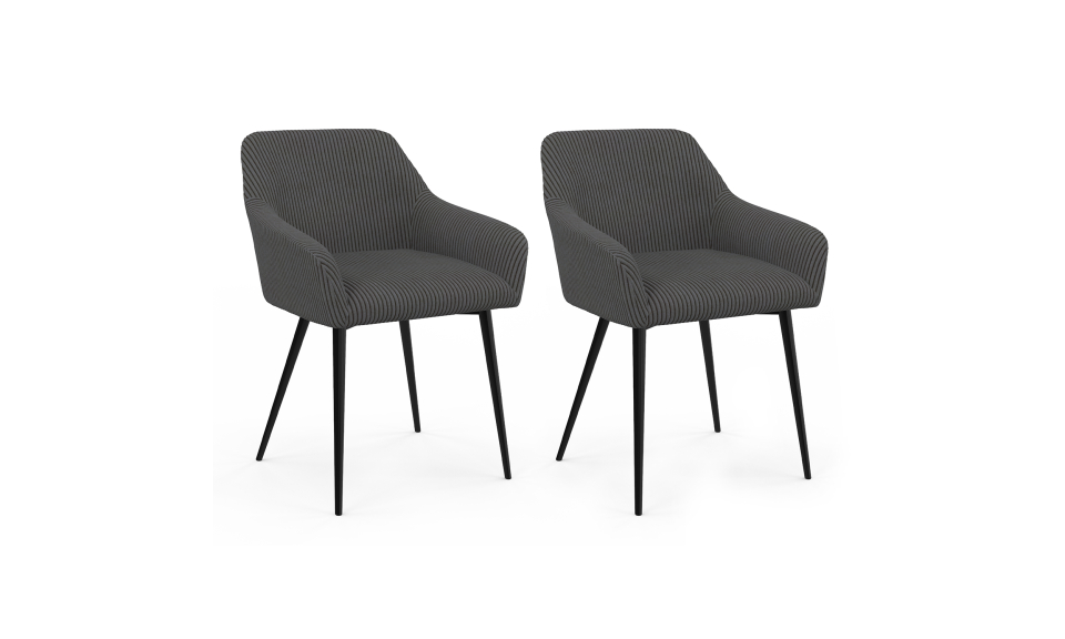 Chaises Jenny velours côtelé gris pieds métal - lot de 2