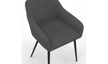 Chaises Jenny velours côtelé gris pieds métal - lot de 2