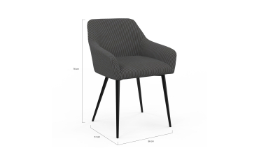 Chaises Jenny velours côtelé gris pieds métal - lot de 2