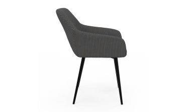 Chaises Jenny velours côtelé gris pieds métal - lot de 2