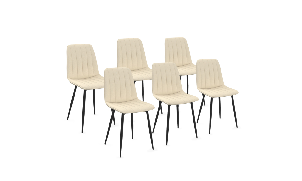 Chaises Fiona velours beige pieds métal noirs - lot de 6