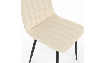 Chaises Fiona velours beige pieds métal noirs - lot de 6