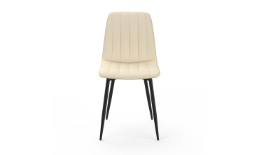 Chaises Fiona velours beige pieds métal noirs - lot de 6