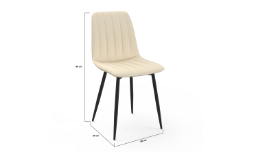Chaises Fiona velours beige pieds métal noirs - lot de 6