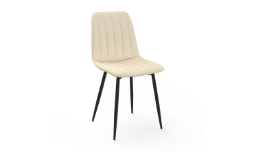 Chaises Fiona velours beige pieds métal noirs - lot de 6