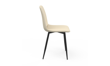 Chaises Fiona velours beige pieds métal noirs - lot de 6