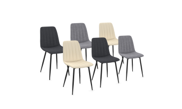  gris foncé et gris clair) pieds métal noirs - lot de 6