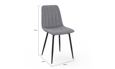 Chaises Fiona velours mix couleurs (beige, gris foncé et gris clair) pieds métal noirs - lot de 6