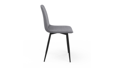 Chaises Fiona velours mix couleurs (beige, gris foncé et gris clair) pieds métal noirs - lot de 6