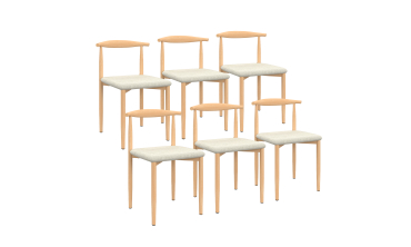 Chaises Adam tissu beige pieds effet bois - lot de 6