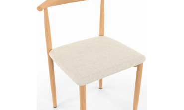 Chaises Adam tissu beige pieds effet bois - lot de 6