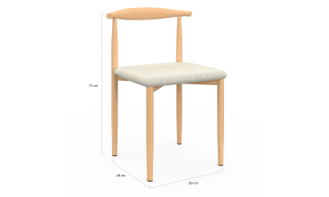 Chaises Adam tissu beige pieds effet bois - lot de 6