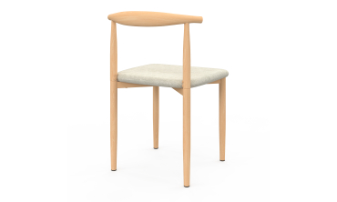 Chaises Adam tissu beige pieds effet bois - lot de 6