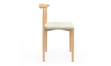 Chaises Adam tissu beige pieds effet bois - lot de 6