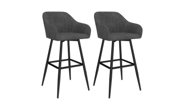 Tabourets de bar Ariana velours gris pieds métal - lot de 2