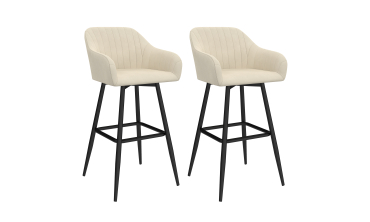 Tabourets de bar Ariana velours crème pieds métal - lot de 2
