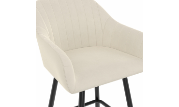 Tabourets de bar Ariana velours crème pieds métal - lot de 2