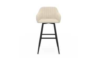 Tabourets de bar Ariana velours crème pieds métal - lot de 2