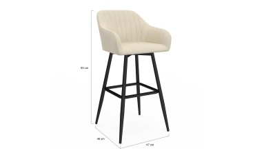 Tabourets de bar Ariana velours crème pieds métal - lot de 2