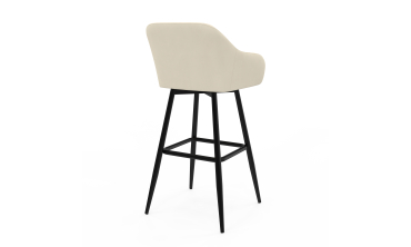 Tabourets de bar Ariana velours crème pieds métal - lot de 2