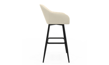 Tabourets de bar Ariana velours crème pieds métal - lot de 2