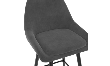 Tabourets de bar Olivia velours gris foncé pieds métal - lot de 2