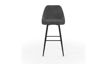 Tabourets de bar Olivia velours gris foncé pieds métal - lot de 2