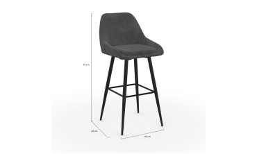 Tabourets de bar Olivia velours gris foncé pieds métal - lot de 2