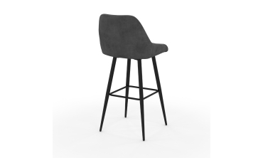 Tabourets de bar Olivia velours gris foncé pieds métal - lot de 2