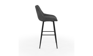 Tabourets de bar Olivia velours gris foncé pieds métal - lot de 2