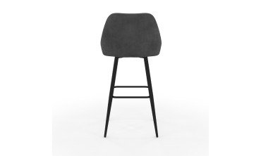 Tabourets de bar Olivia velours gris foncé pieds métal - lot de 2