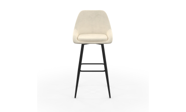 Tabourets de bar Olivia velours crème pieds métal - lot de 2