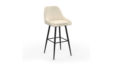 Tabourets de bar Olivia velours crème pieds métal - lot de 2