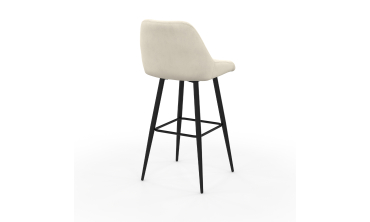 Tabourets de bar Olivia velours crème pieds métal - lot de 2