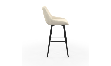 Tabourets de bar Olivia velours crème pieds métal - lot de 2