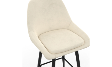 Tabourets de bar Olivia velours crème pieds métal - lot de 4