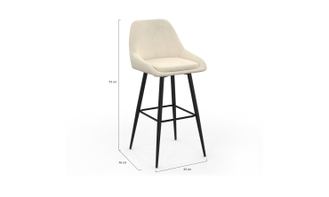 Tabourets de bar Olivia velours crème pieds métal - lot de 4