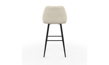 Tabourets de bar Olivia velours crème pieds métal - lot de 4