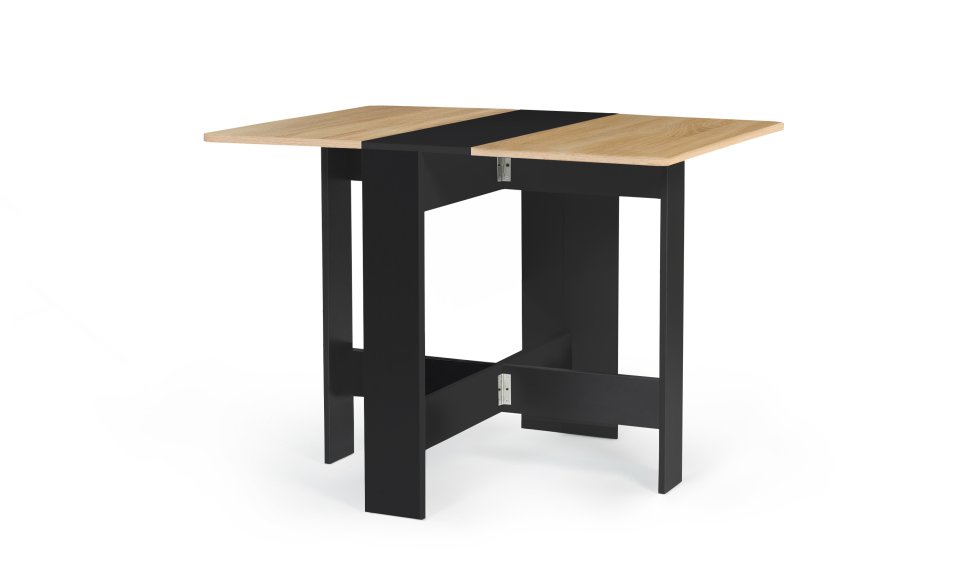 Table à manger carrée dépliable Edi bois et noir