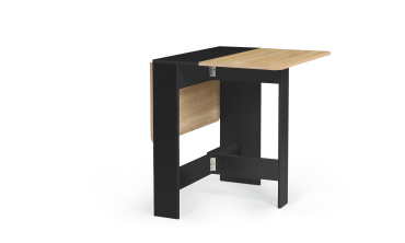 Table à manger carrée dépliable Edi bois et noir