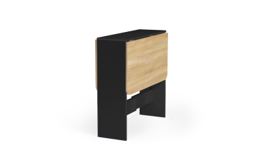 Table à manger carrée dépliable Edi bois et noir