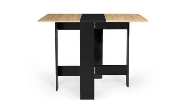 Table à manger carrée dépliable Edi bois et noir