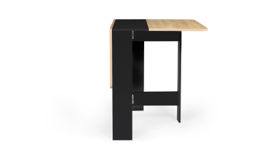 Table à manger carrée dépliable Edi bois et noir