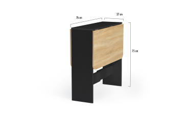 Table à manger carrée dépliable Edi bois et noir