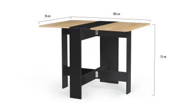 Table à manger carrée dépliable Edi bois et noir